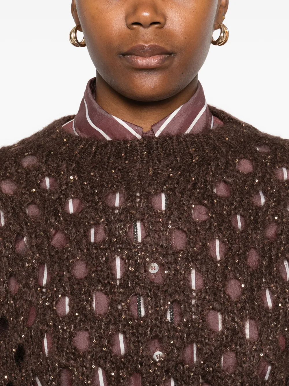 Brunello Cucinelli Sequin-embellished Sweater In Brown