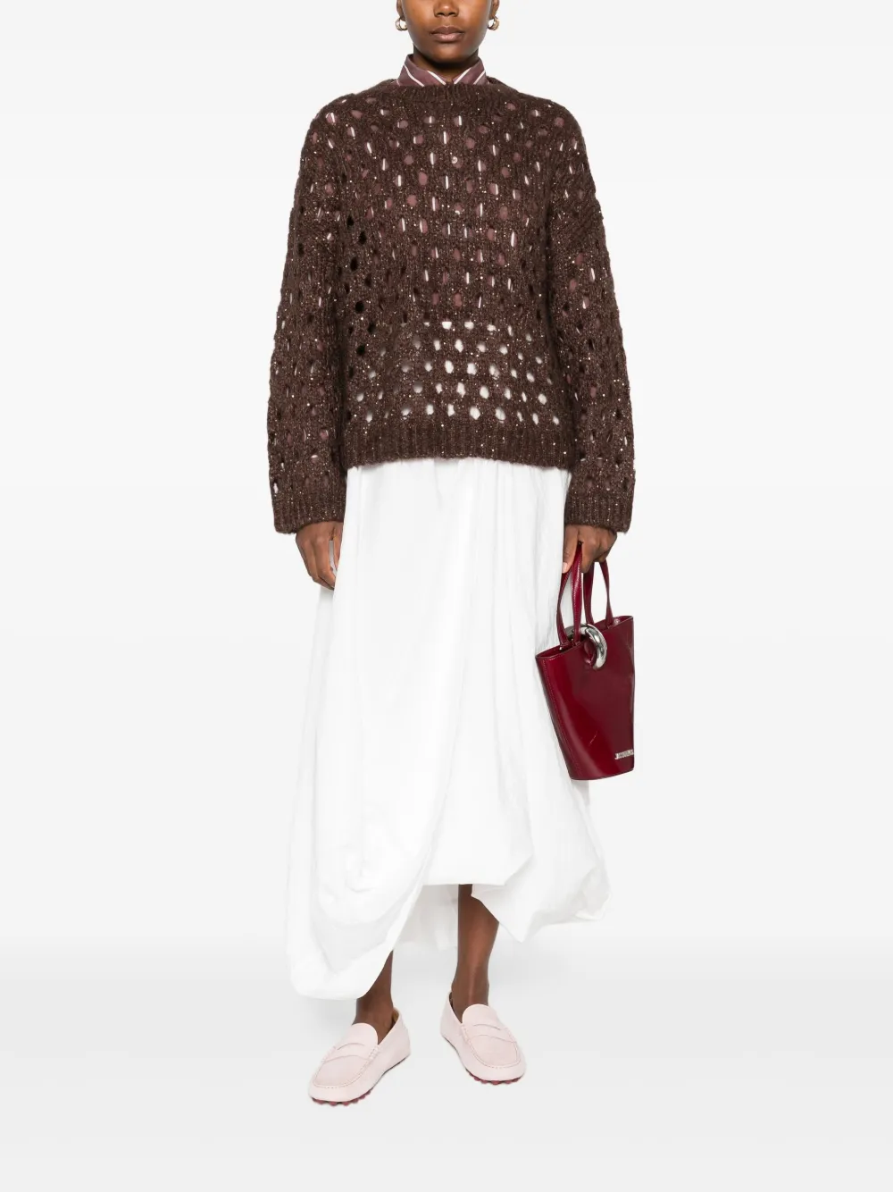 Brunello Cucinelli Sequin-embellished Sweater In Brown
