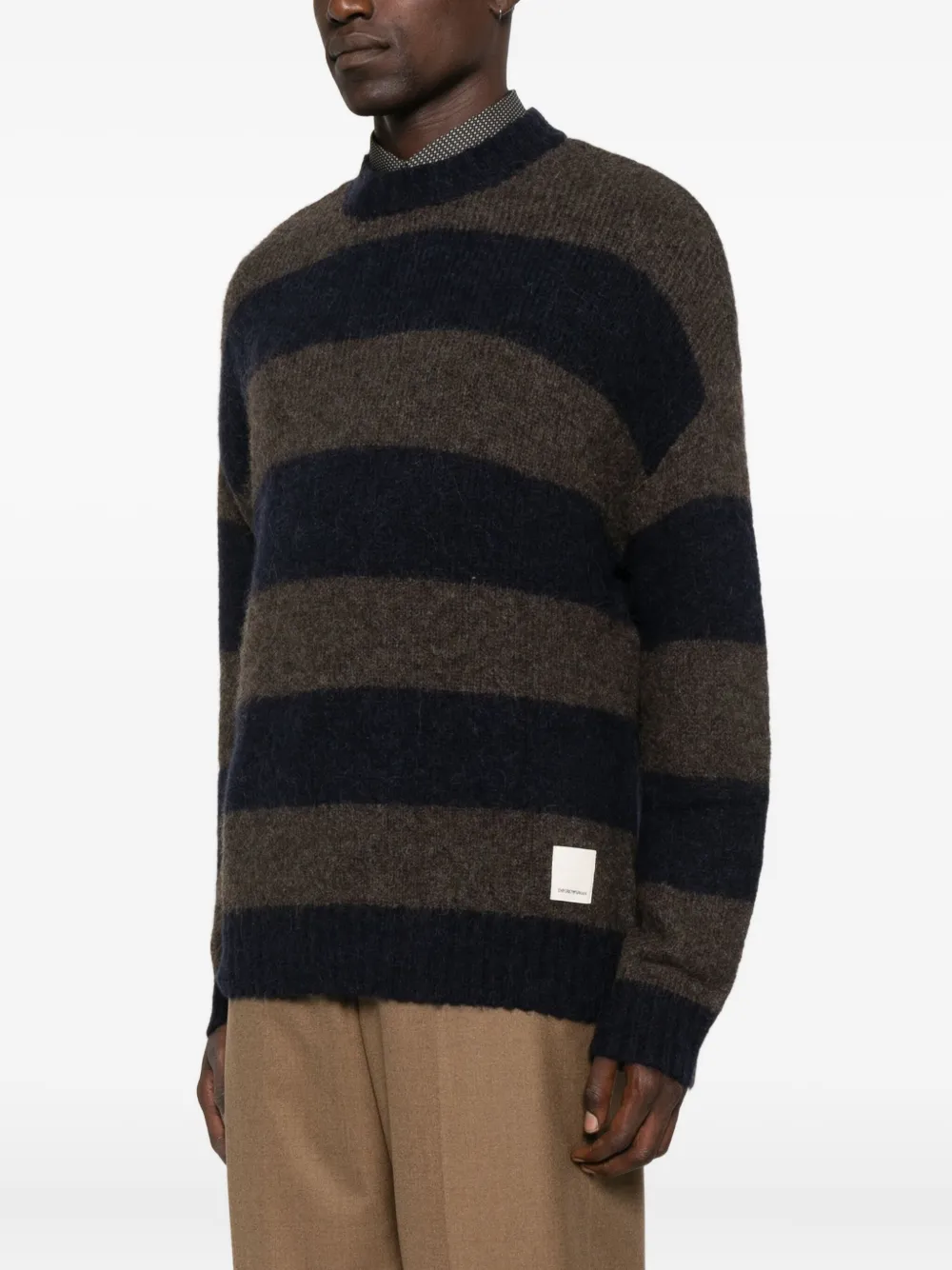 Emporio Armani striped crew-neck sweater Bruin