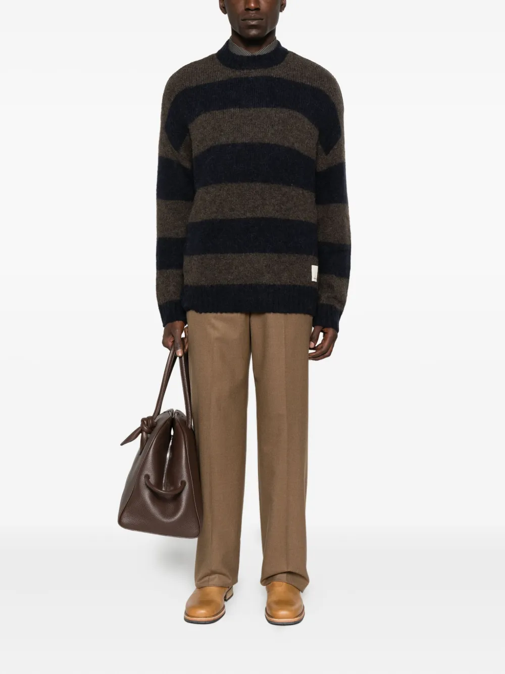Emporio Armani striped crew-neck sweater - Bruin