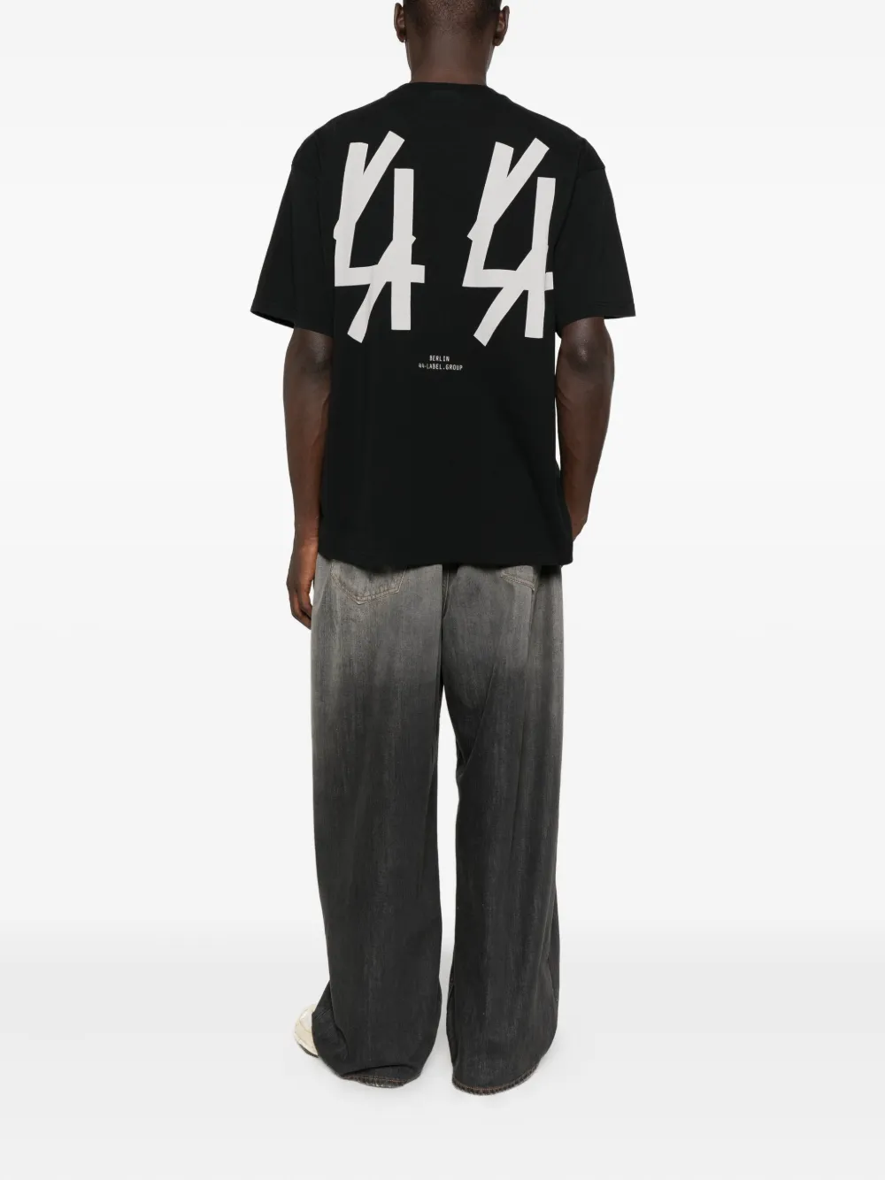 44 LABEL GROUP logo-embroidered cotton T-shirt - Zwart