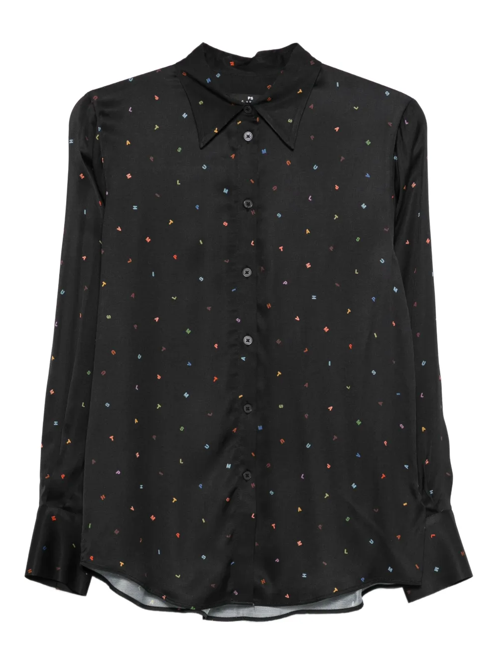Ps By Paul Smith Buttoned Printed Top In Black