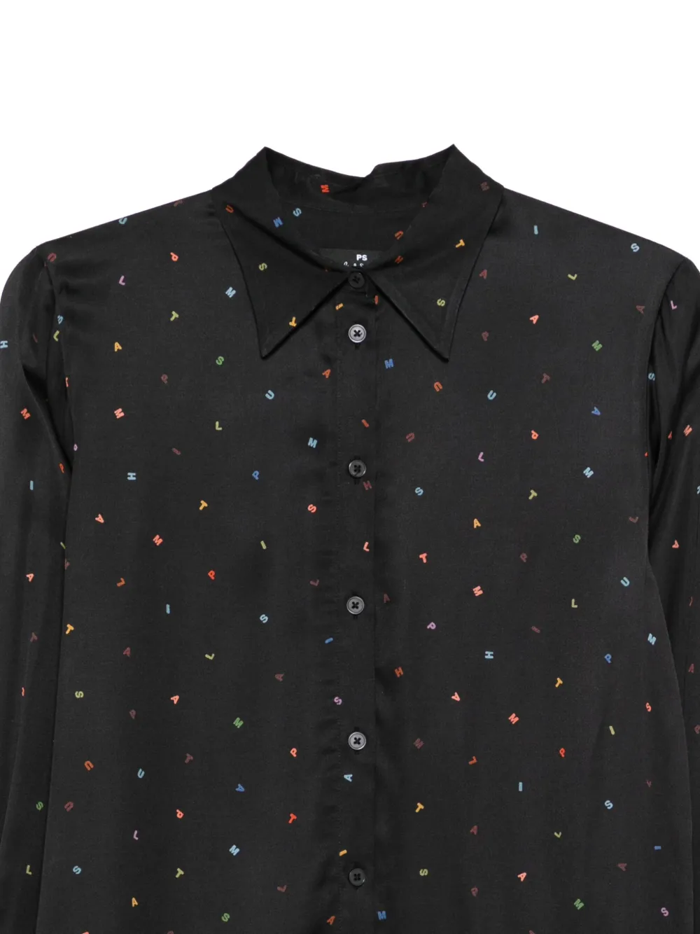 Ps By Paul Smith Buttoned Printed Top In Black