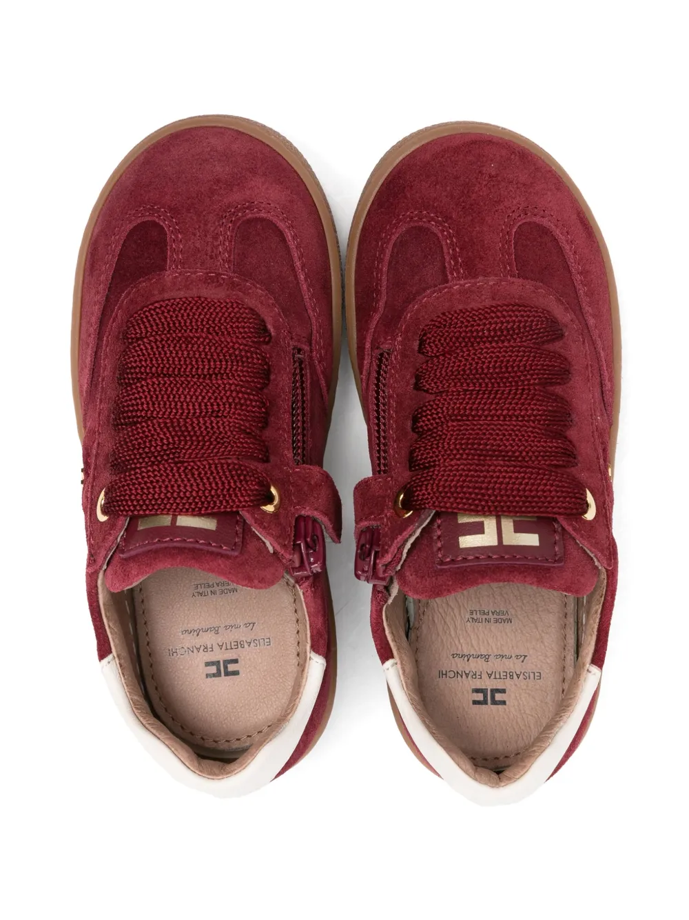 Elisabetta Franchi La Mia Bambina logo-detail suede sneakers Red