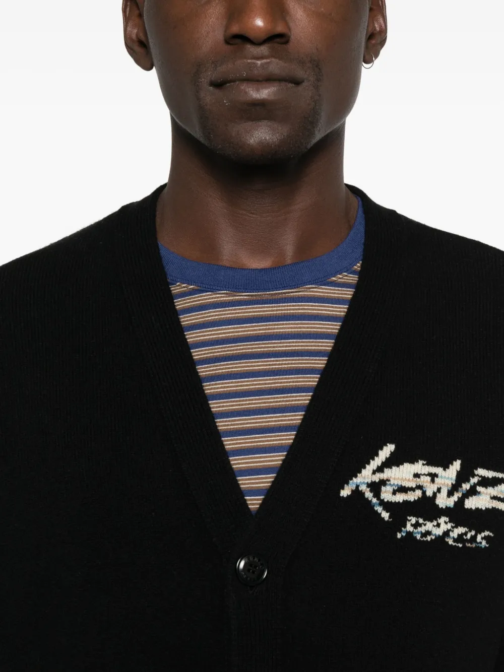 Kenzo x Futura 2000 logo-embroidered cardigan Zwart