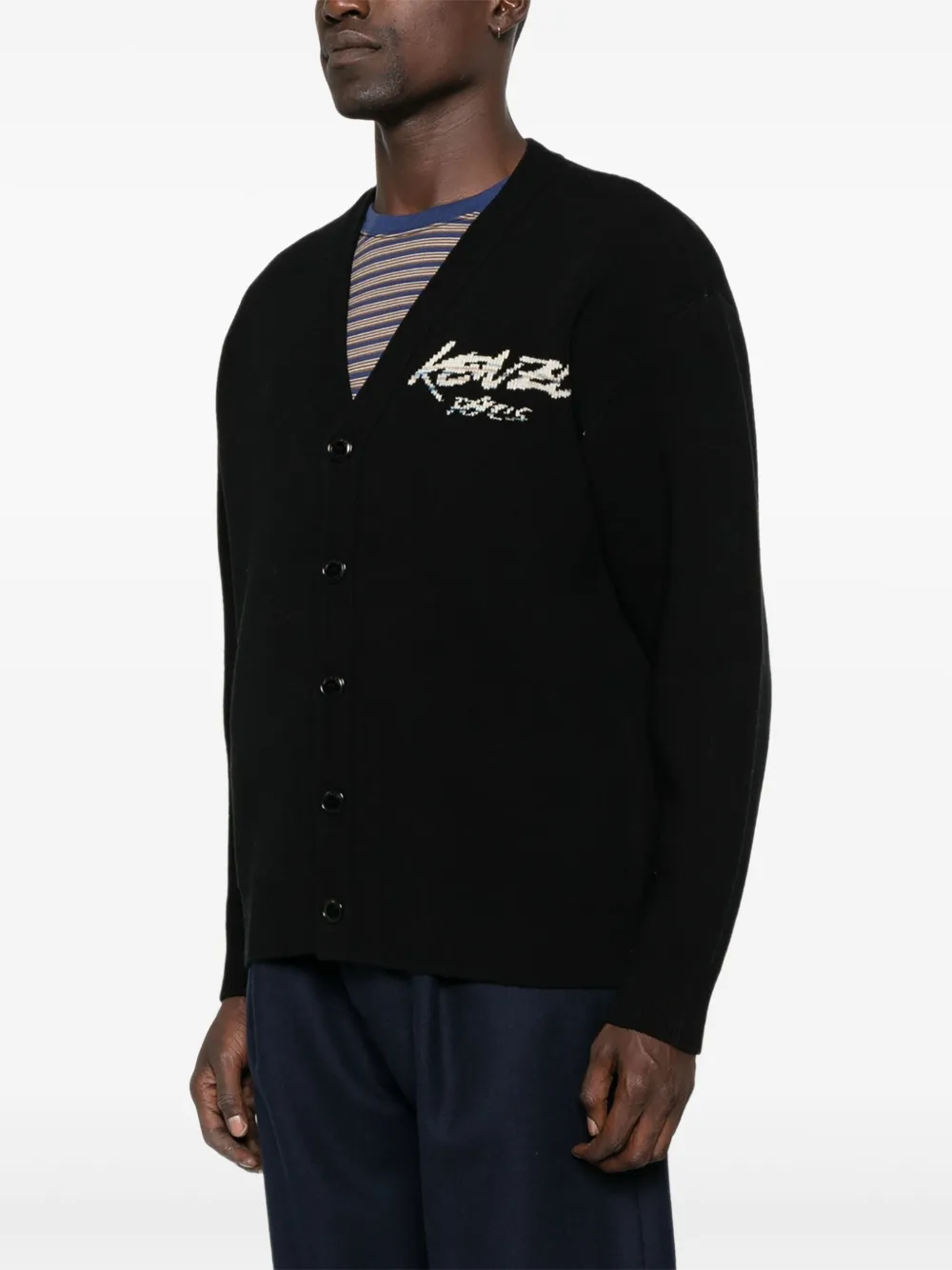 Kenzo x Futura 2000 logo-embroidered cardigan Zwart