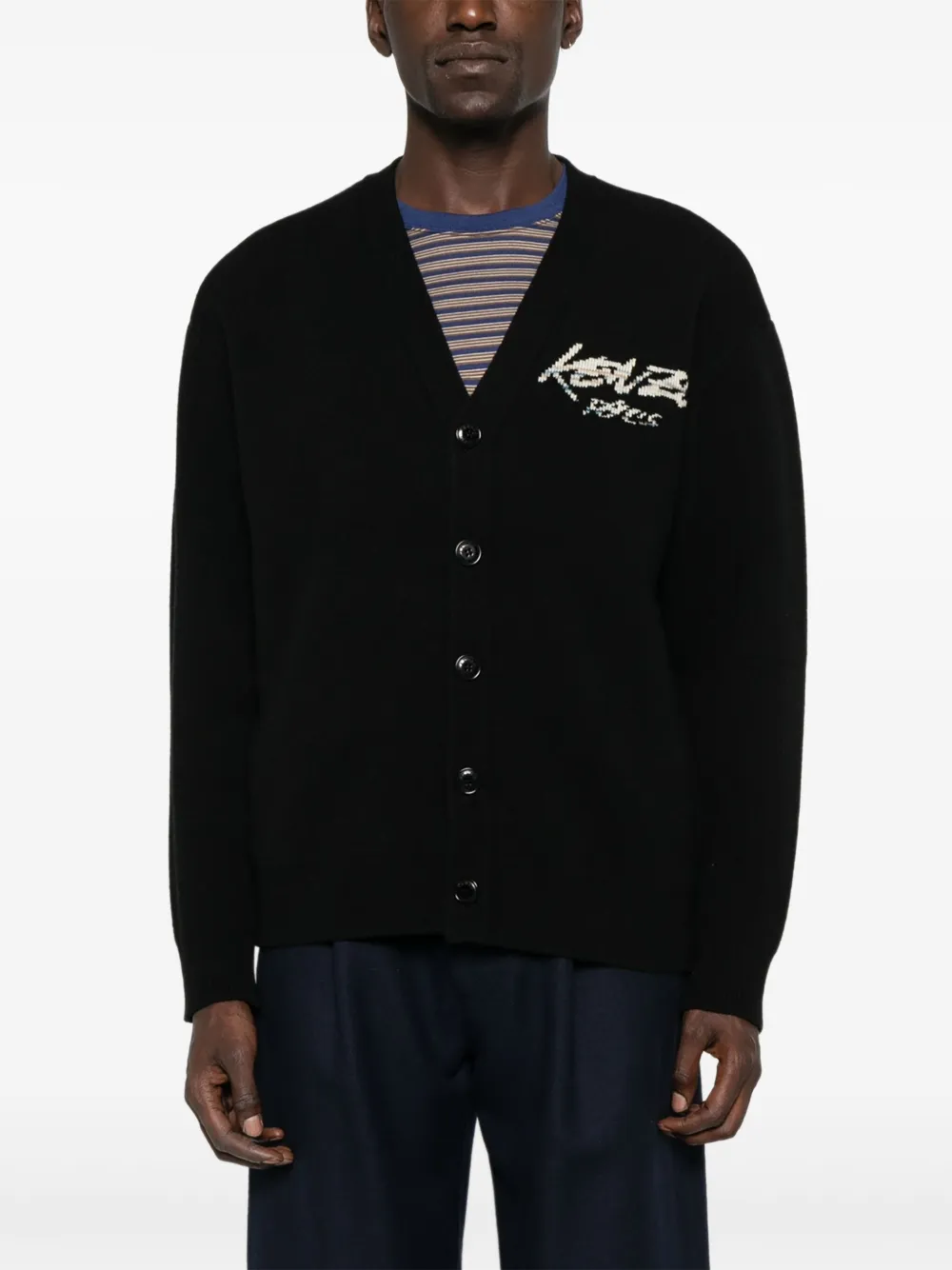 Kenzo x Futura 2000 logo-embroidered cardigan Zwart