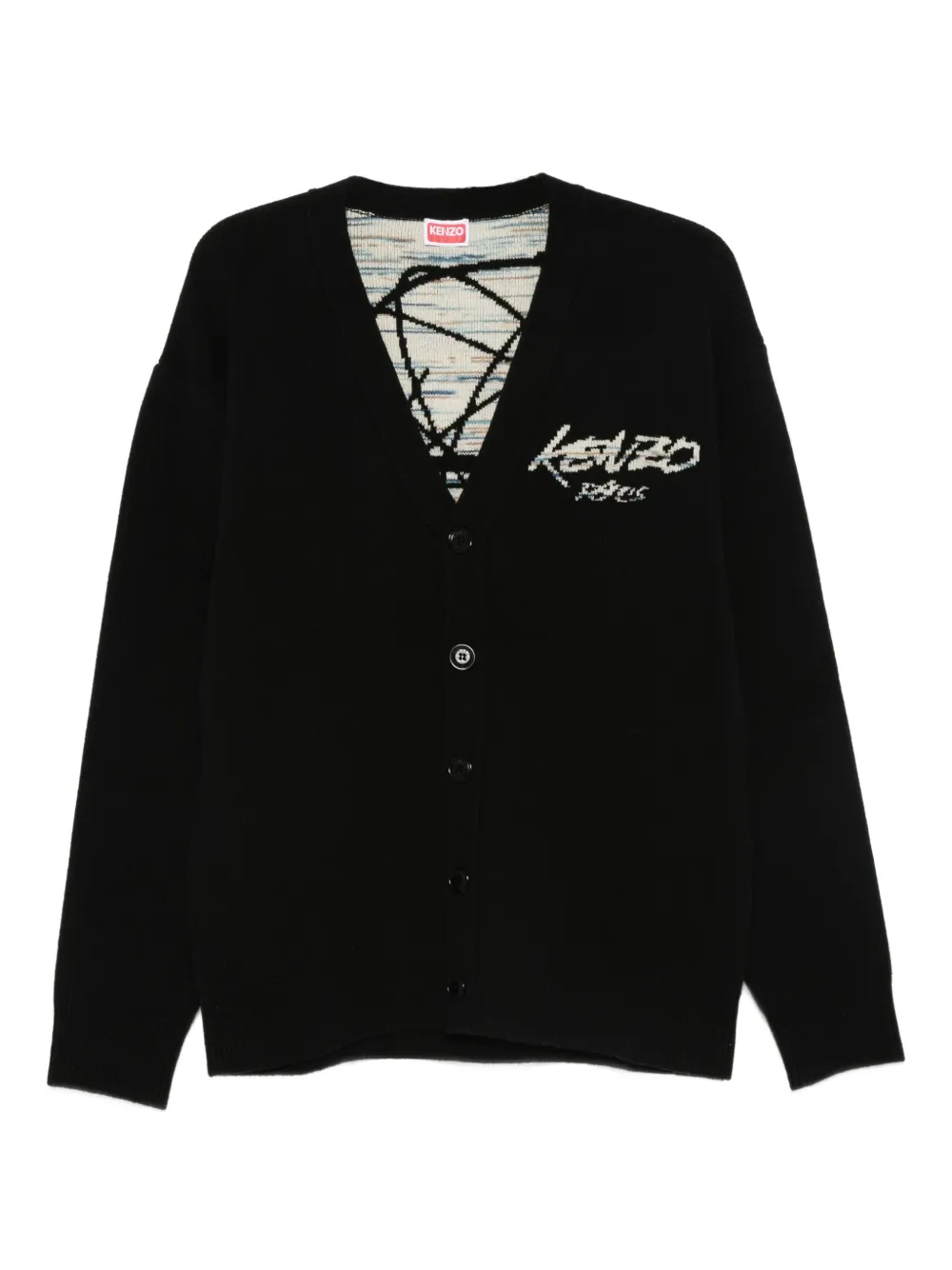 Kenzo x Futura 2000 logo-embroidered cardigan Zwart