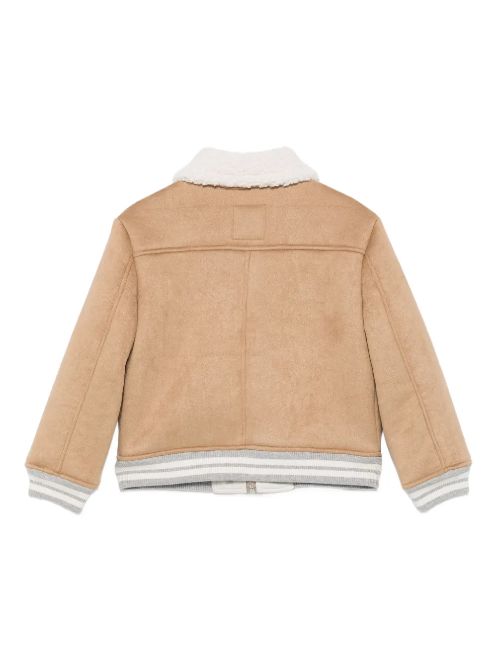 Eleventy Kids fleece-lined bomber jacket Beige