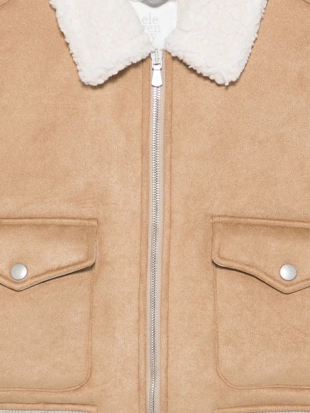 Eleventy Kids fleece-lined bomber jacket Beige