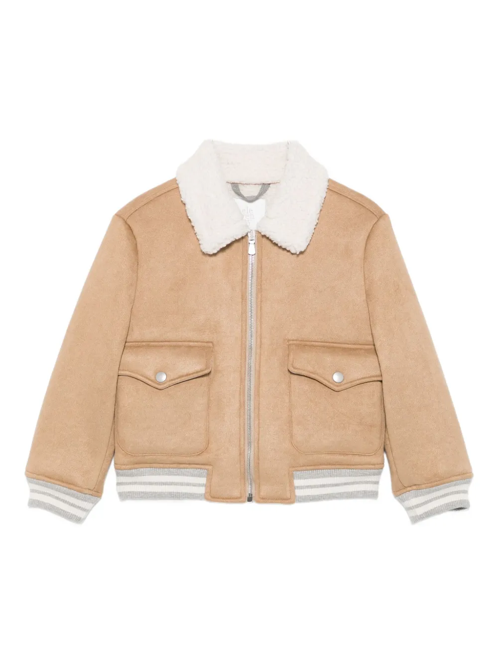 Eleventy Kids fleece-lined bomber jacket Beige