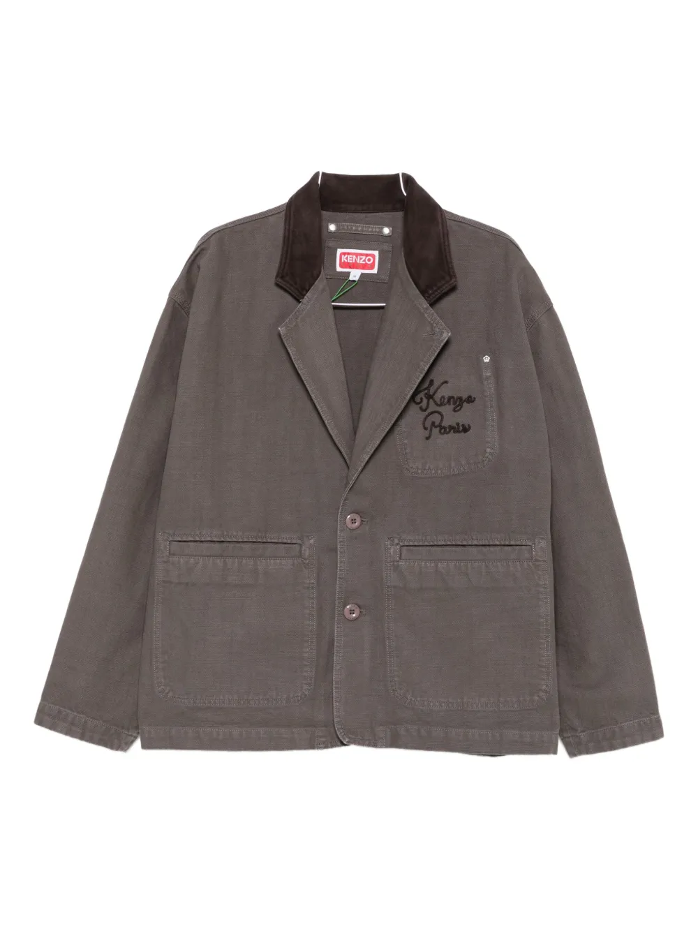 Kenzo patch-pocket cotton jacket - Marrone