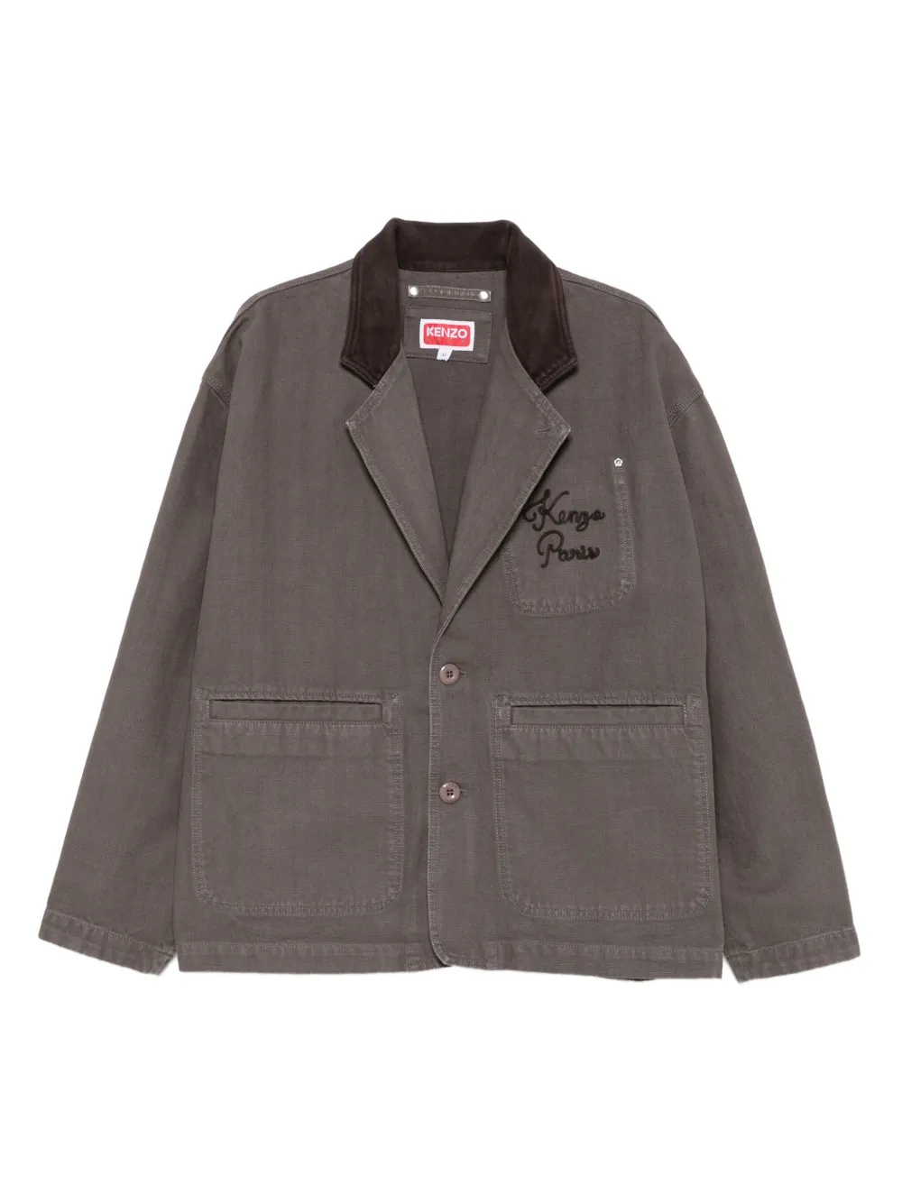 Kenzo patch-pocket cotton jacket | Brown | Image 1