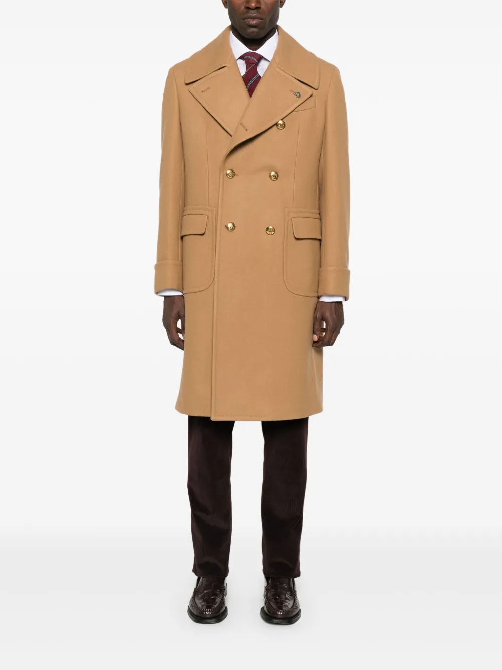 Brioni checked contrast-collar shirt - Wit