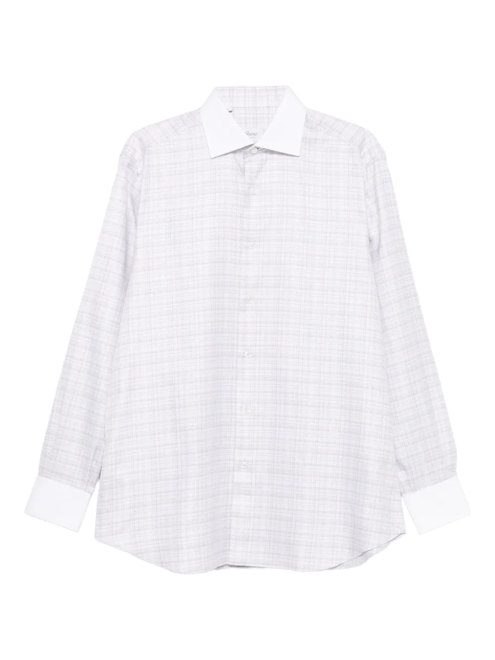 Brioni checked contrast-collar shirt | White | Image 1