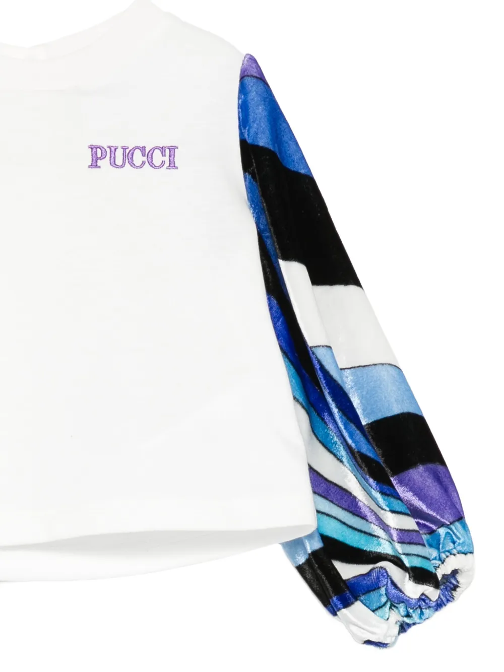 PUCCI Junior striped-sleeve top Wit