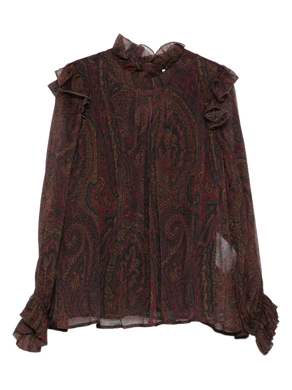 ETRO KIDS Shirt met ruches en paisley-print Bruin