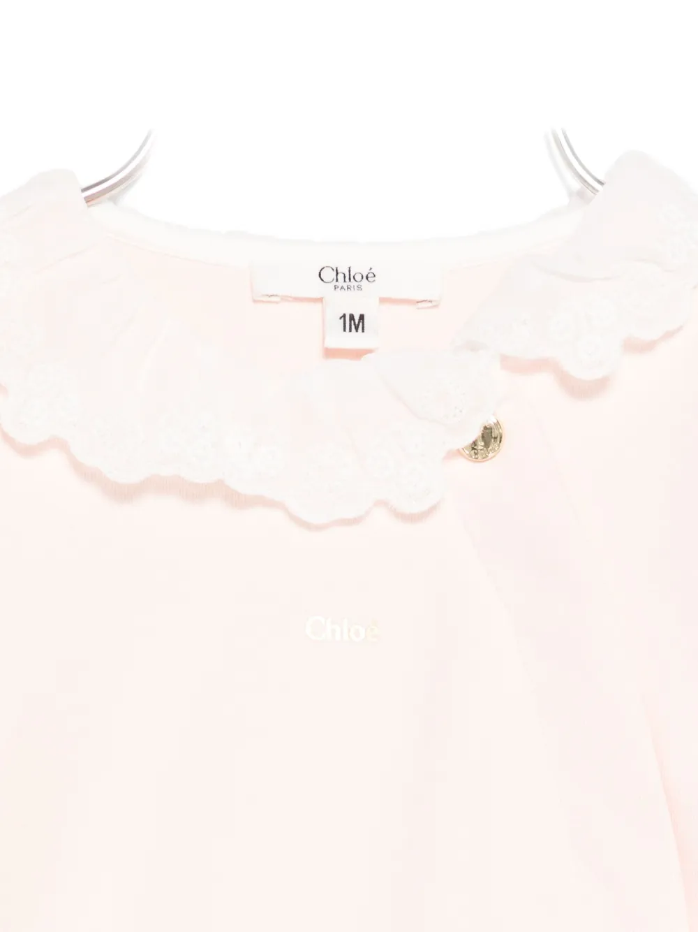 Chloé Lace-trim Logo-print Babygrow Set In Pattern