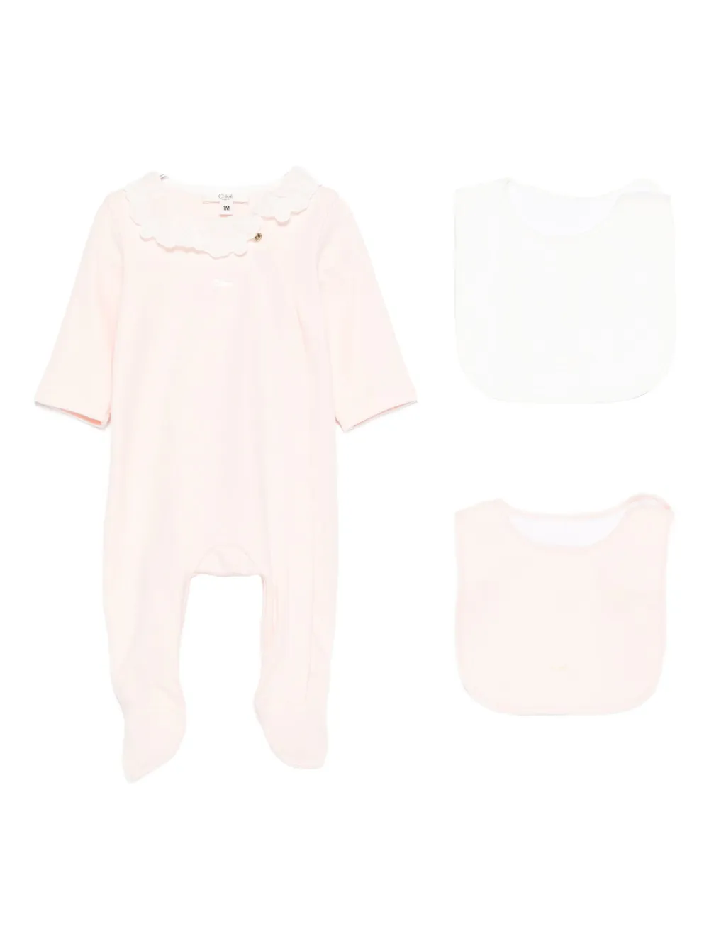 Chloé Kids lace-trim logo-print babygrow set | Pink | Image 1