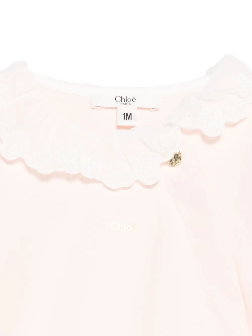 Chloé Kids Romperset met kanten afwerking en logoprint Roze