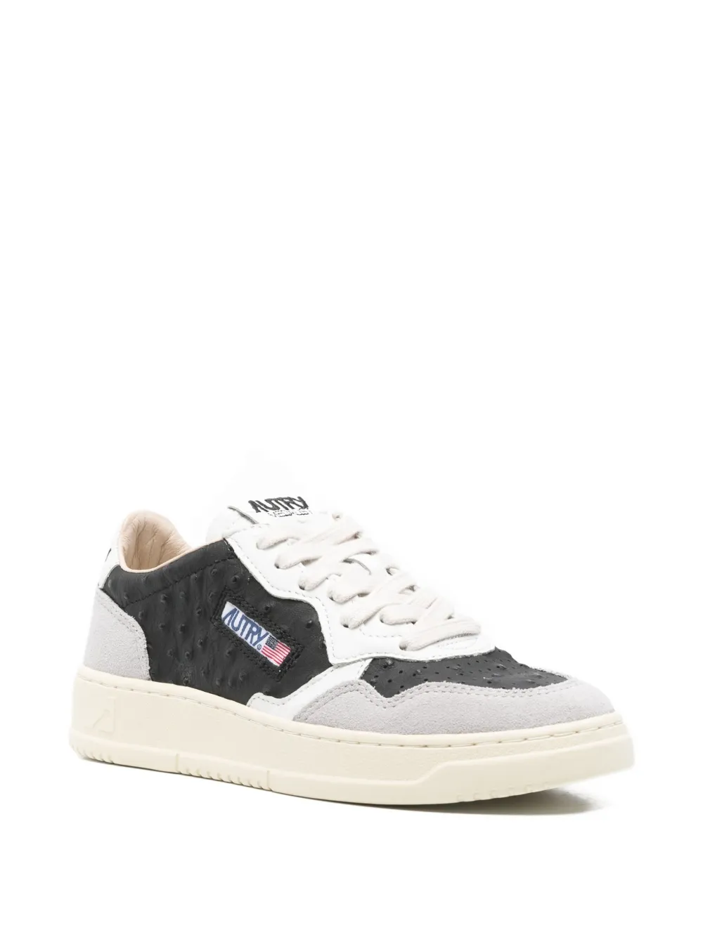 Autry Leren sneakers met geborduurde struisvogelprint - Zwart