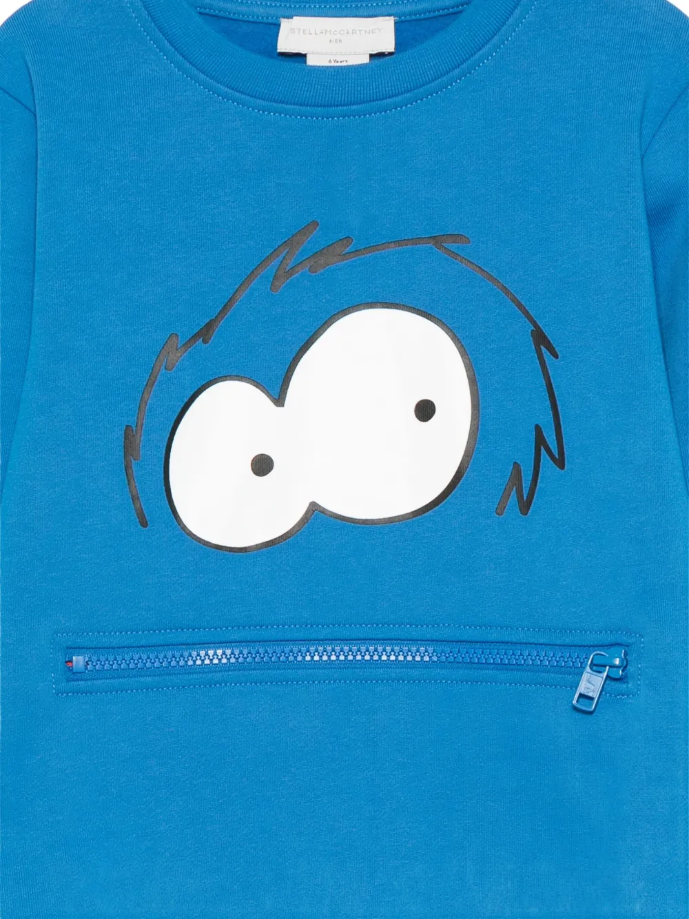 Stella McCartney Kids monster-face zip-detail sweatshirt Blauw