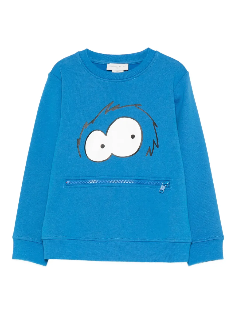 Stella McCartney Kids monster-face zip-detail sweatshirt Blauw