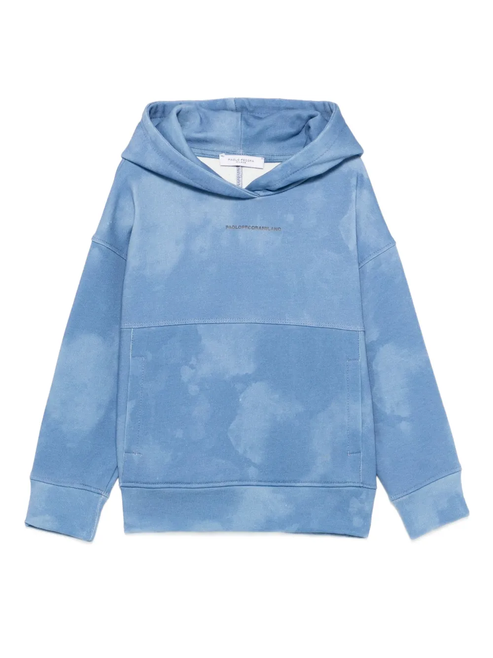 Paolo Pecora Kids Top met tie-dye print en capuchon Blauw