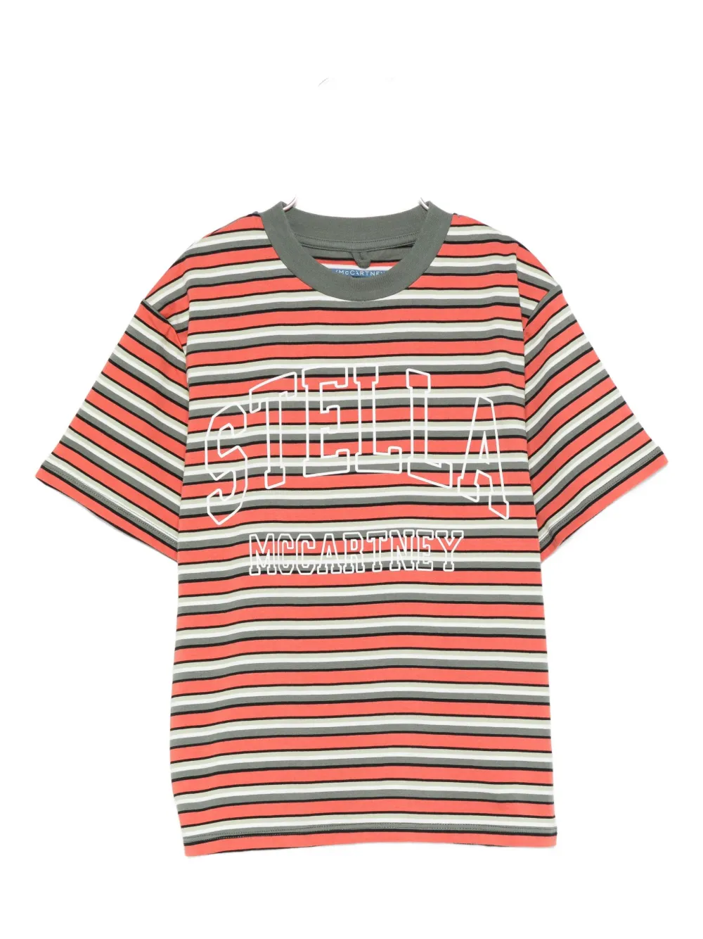 Stella McCartney Kids striped logo T-shirt - Arancione