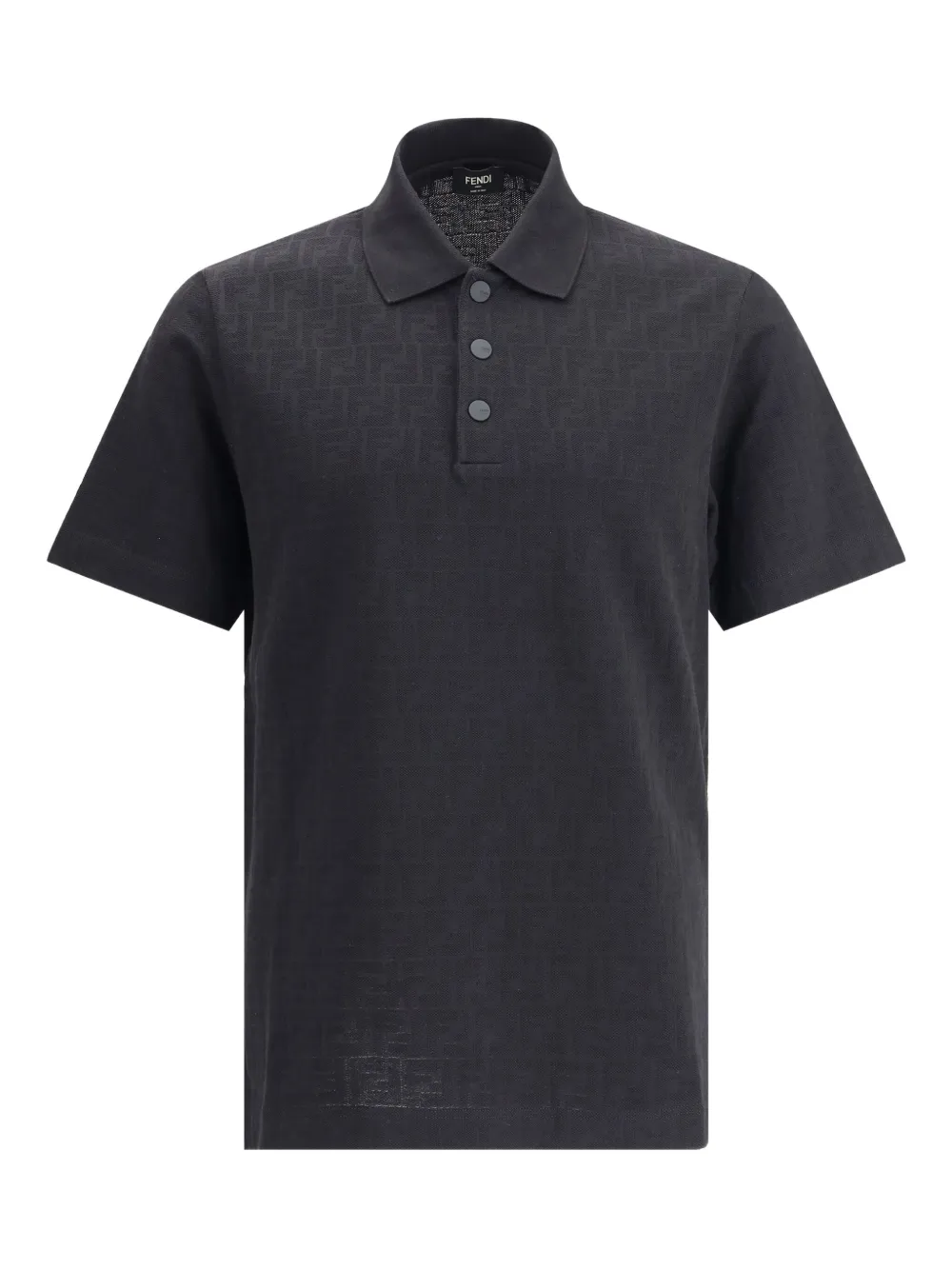 Fendi Ff Piquet Jacquard Polo Shirt In Black
