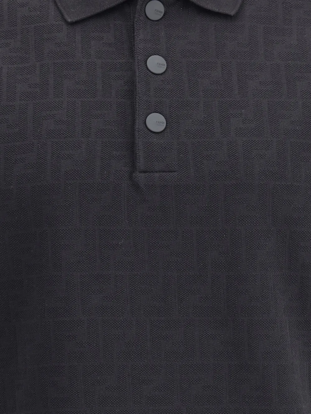 Fendi Ff Piquet Jacquard Polo Shirt In Black