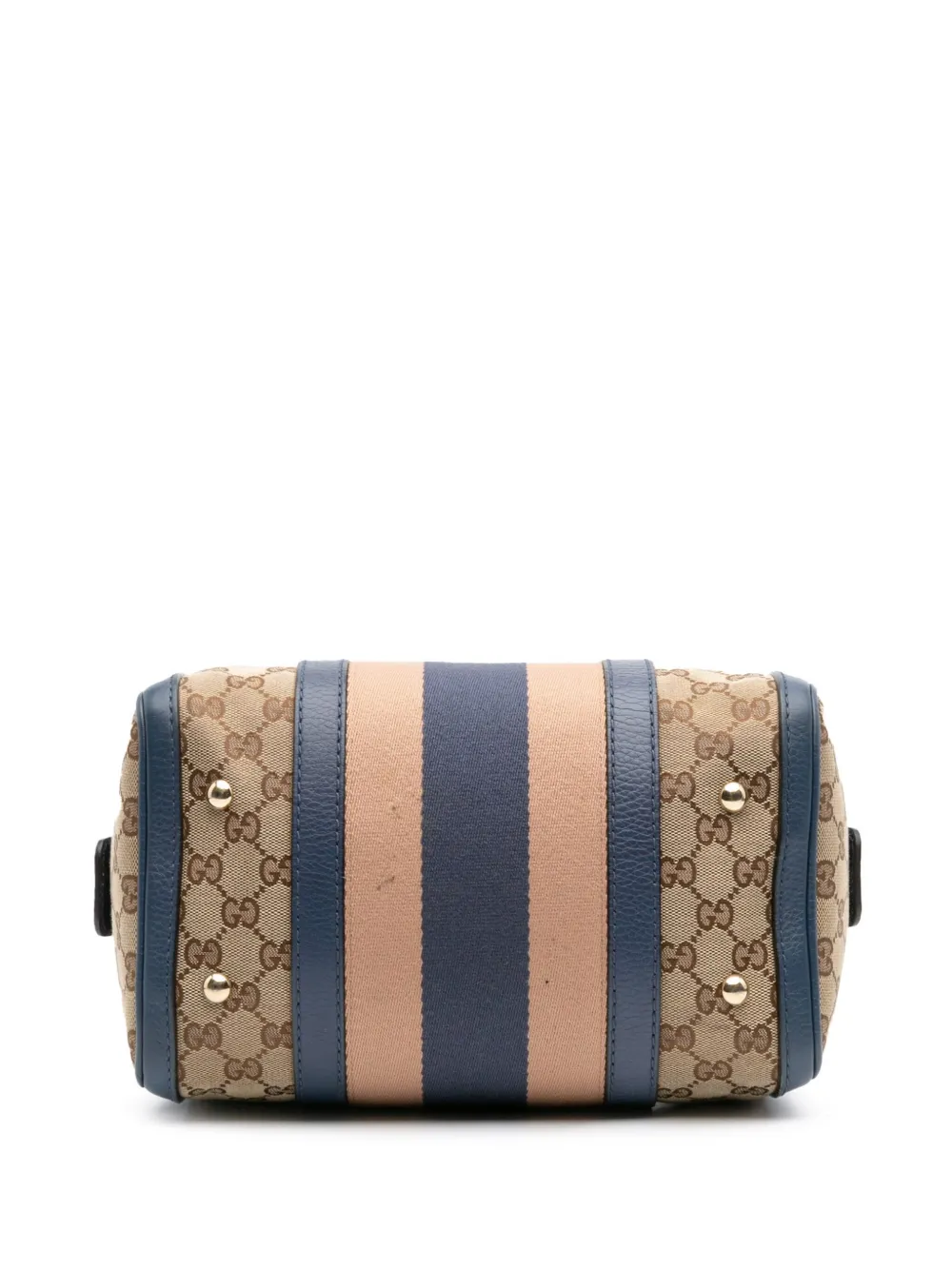 Pre-owned Gucci 2016-2025 Small Gg Canvas Web Joy Boston Bag Satchel In Blue
