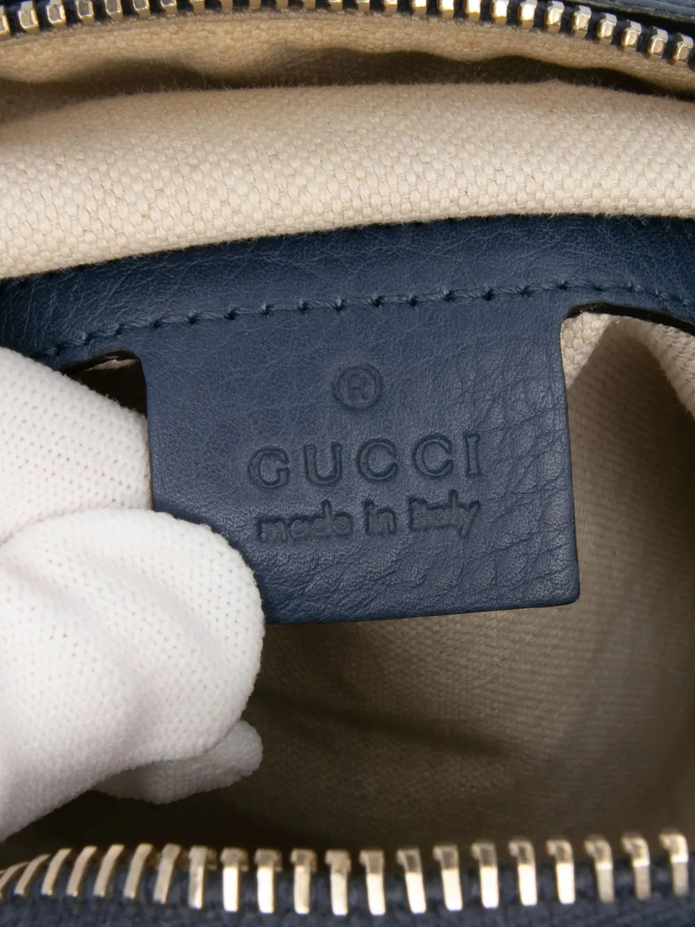 Pre-owned Gucci 2016-2025 Small Gg Canvas Web Joy Boston Bag Satchel In Blue