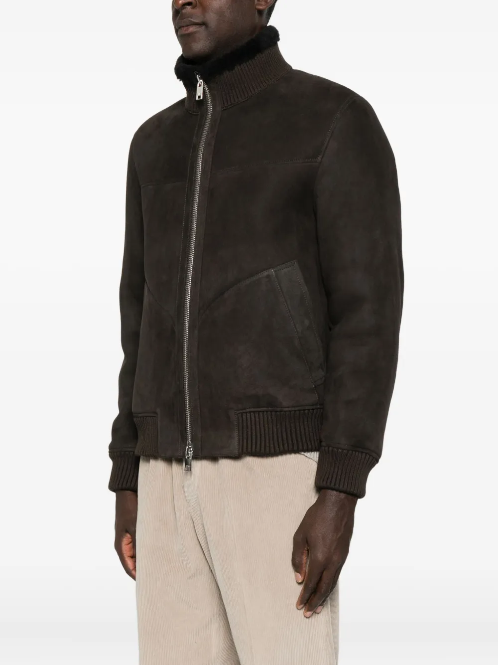 Arma Suede Bomber Jacket In Black