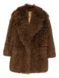 Tagliatore teddy-textured collared coat - Brown