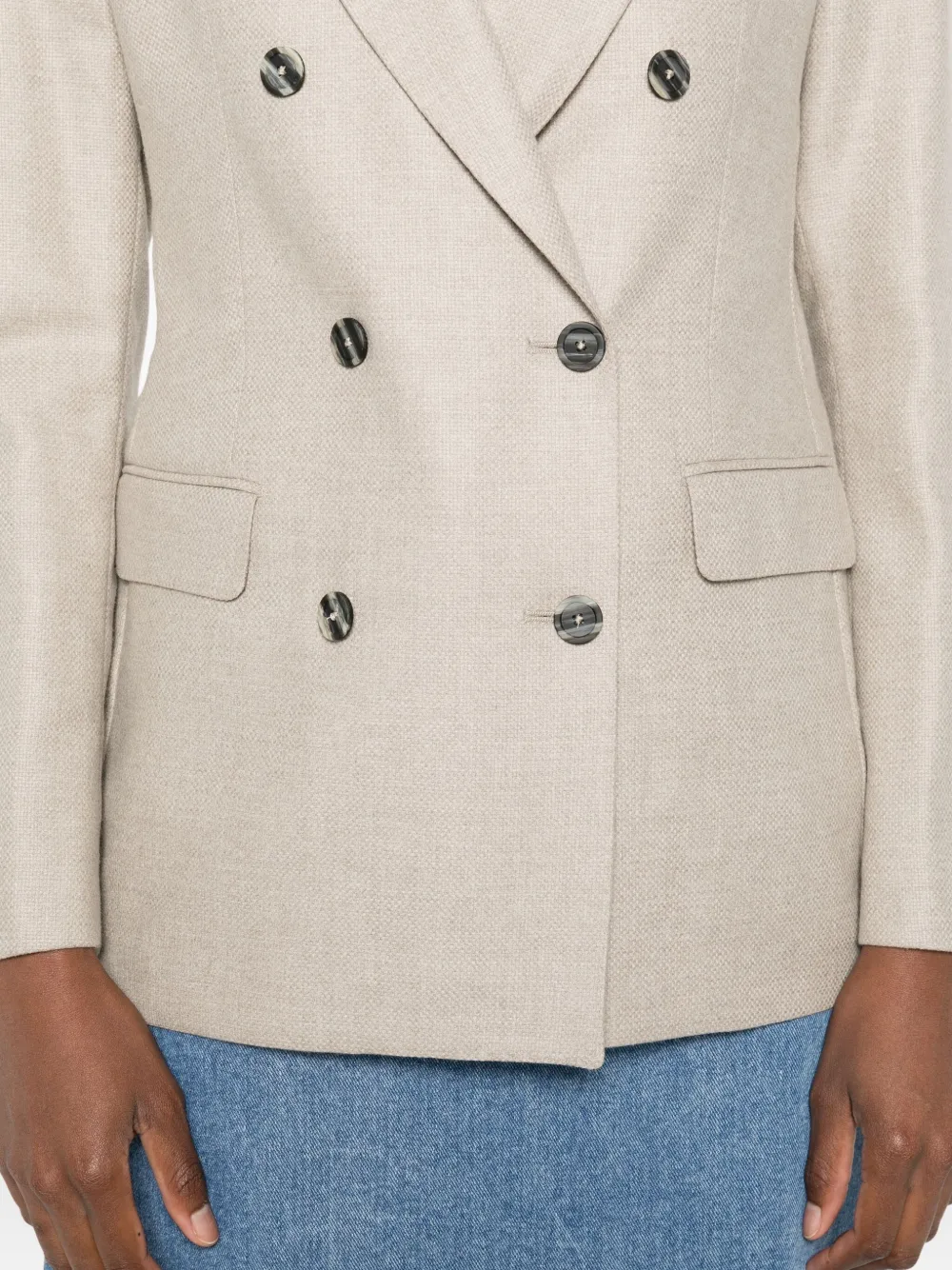 Tagliatore Double-breasted Wool Blazer In Neutral