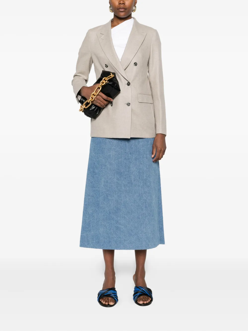 Tagliatore Double-breasted Wool Blazer In Neutral