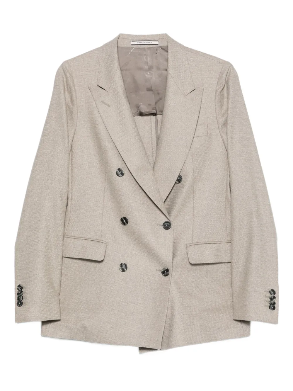 Tagliatore Double-breasted Wool Blazer In Neutral