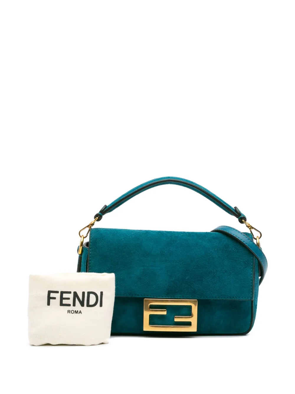 Pre-owned Fendi 2010-2025 Mini Suede Baguette Satchel In Blue