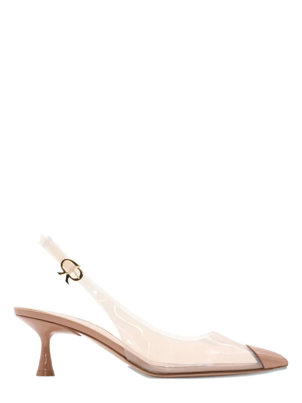 Gianvito Rossi Transparent Pointed Toe Pumps With Buckle Detail In Neutral