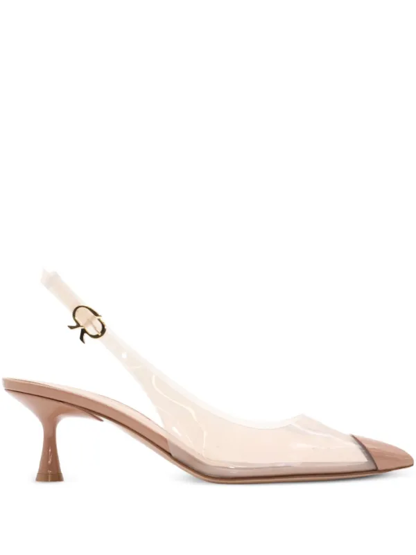 Gianvito Rossi 55mm Plexi Toe-cap Slingback Pumps in Neutrals