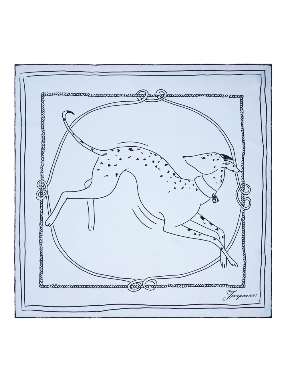 Jacquemus dog-print rope-border scarf | Blue | Image 1