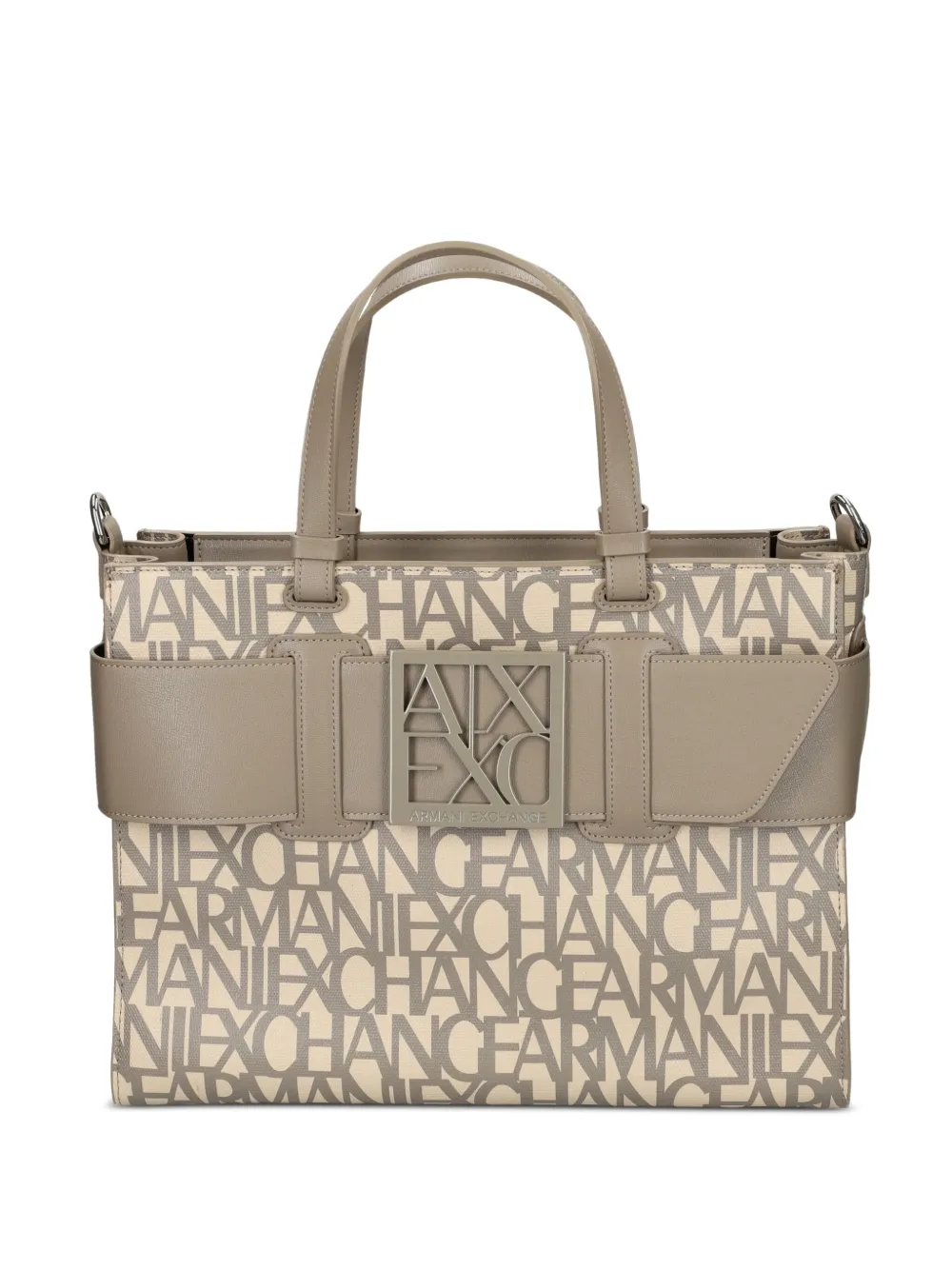 Armani Exchange Shopper met logoplakkaat en gesp Bruin