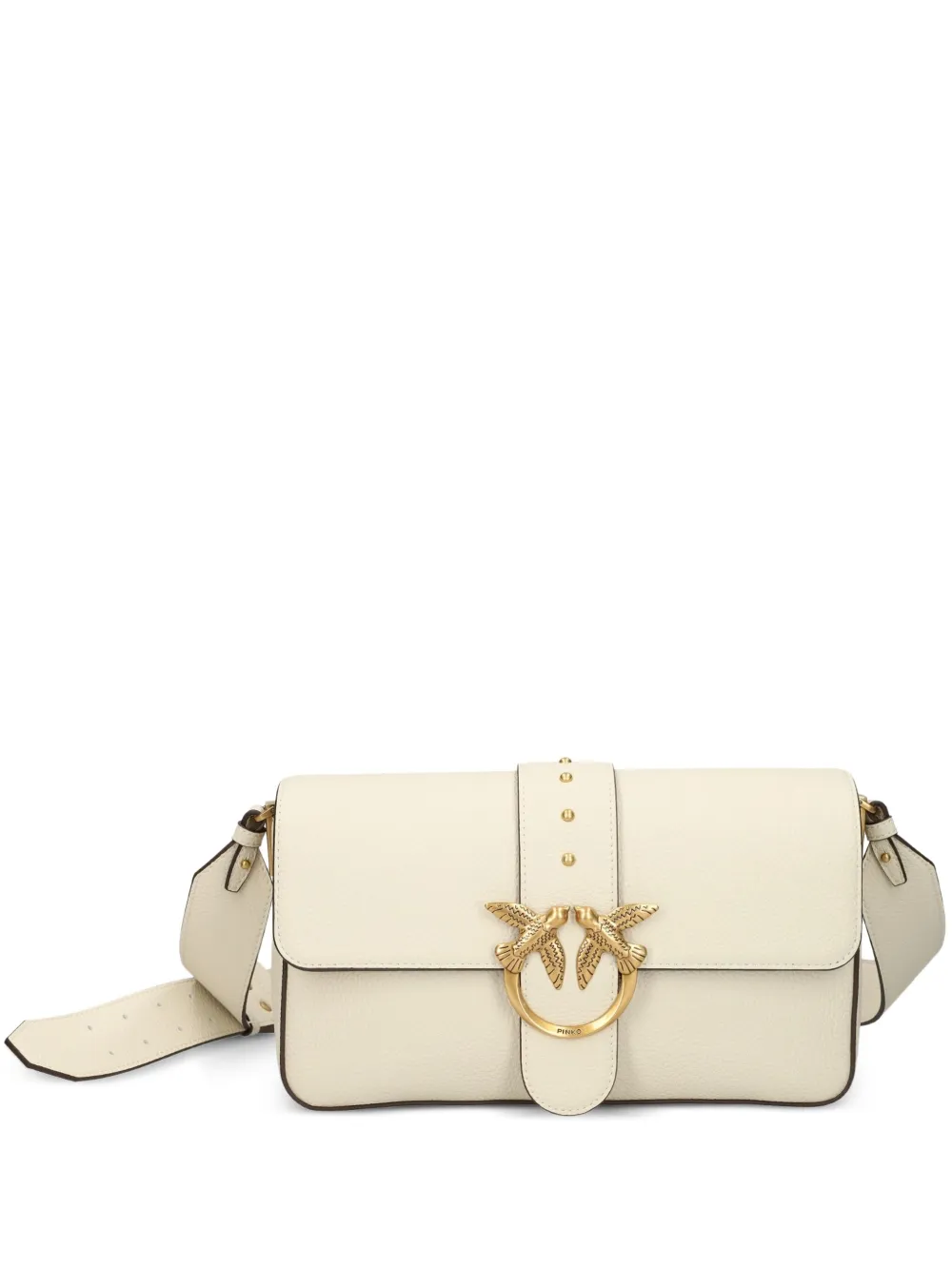 PINKO Love leren schoudertas met studs Beige