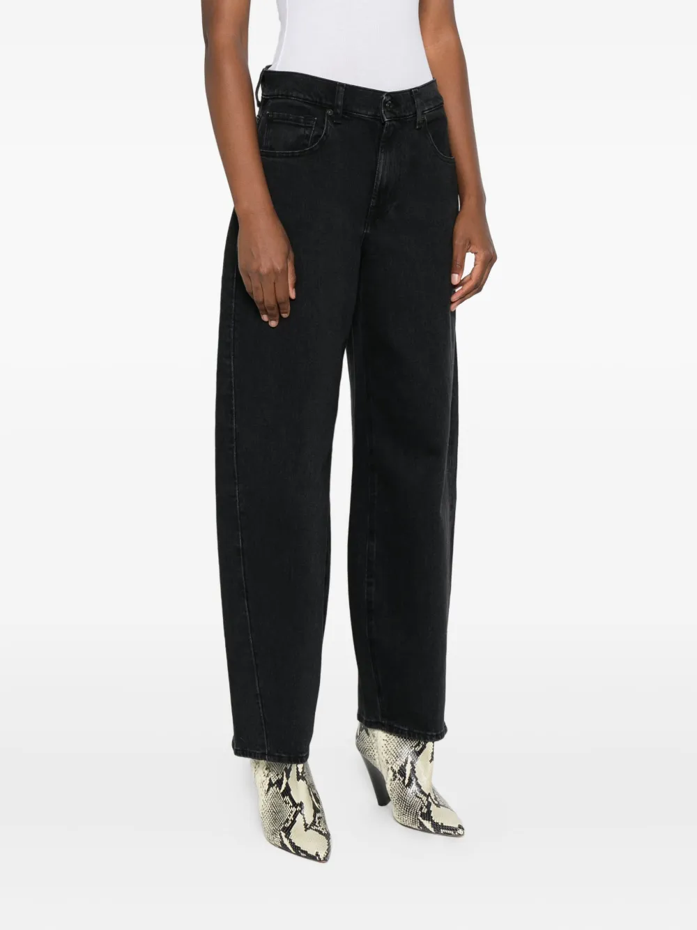 7 For All Mankind Twisted Bonie Five-pocket Jeans In Black
