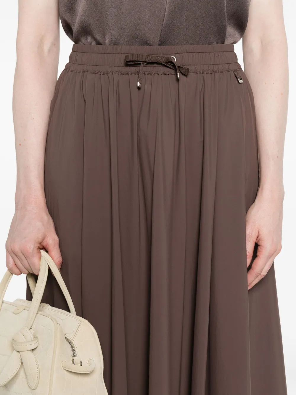 Herno Drawstring Pleated Skirt In Brown