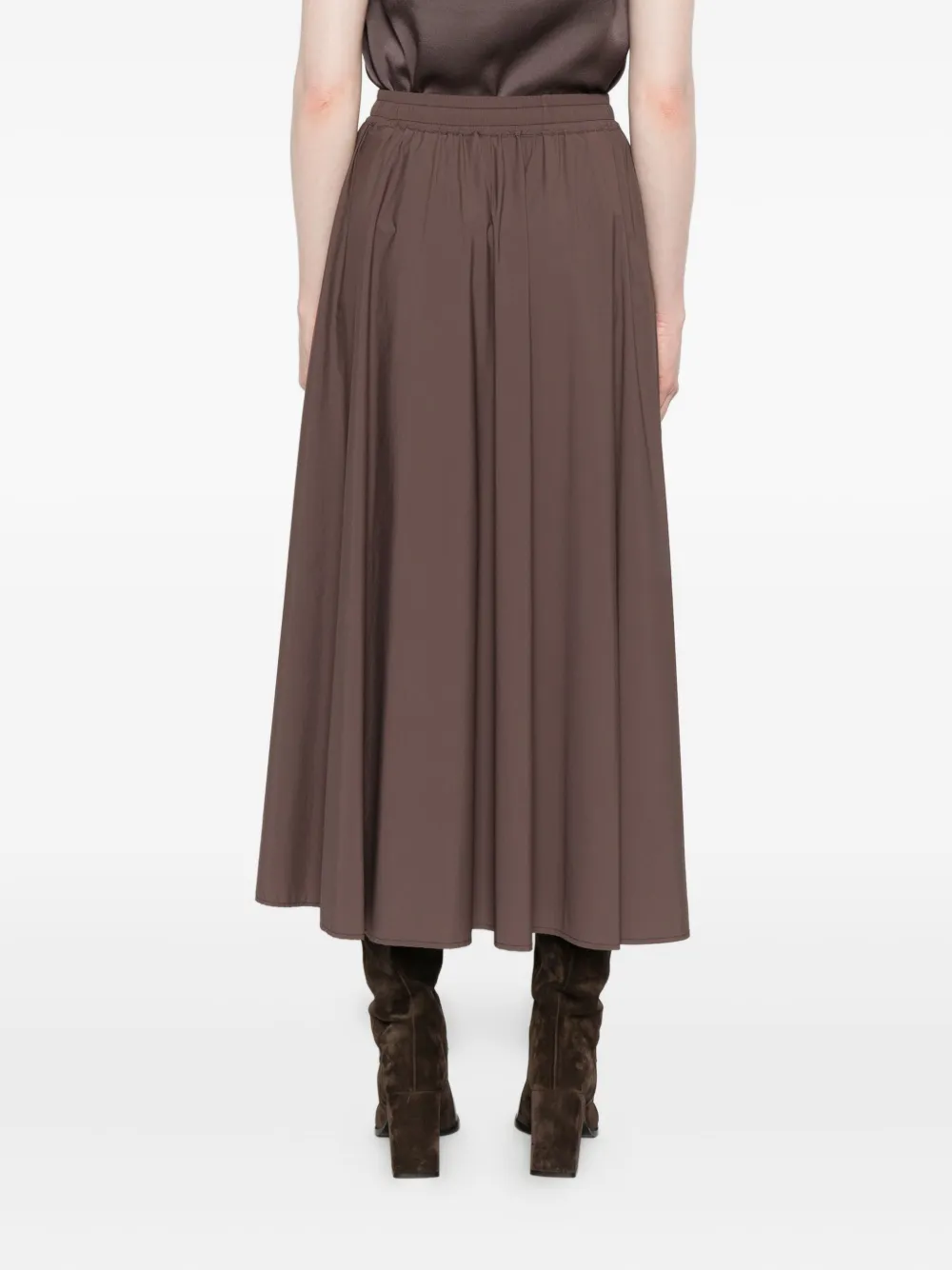 Herno Drawstring Pleated Skirt In Brown