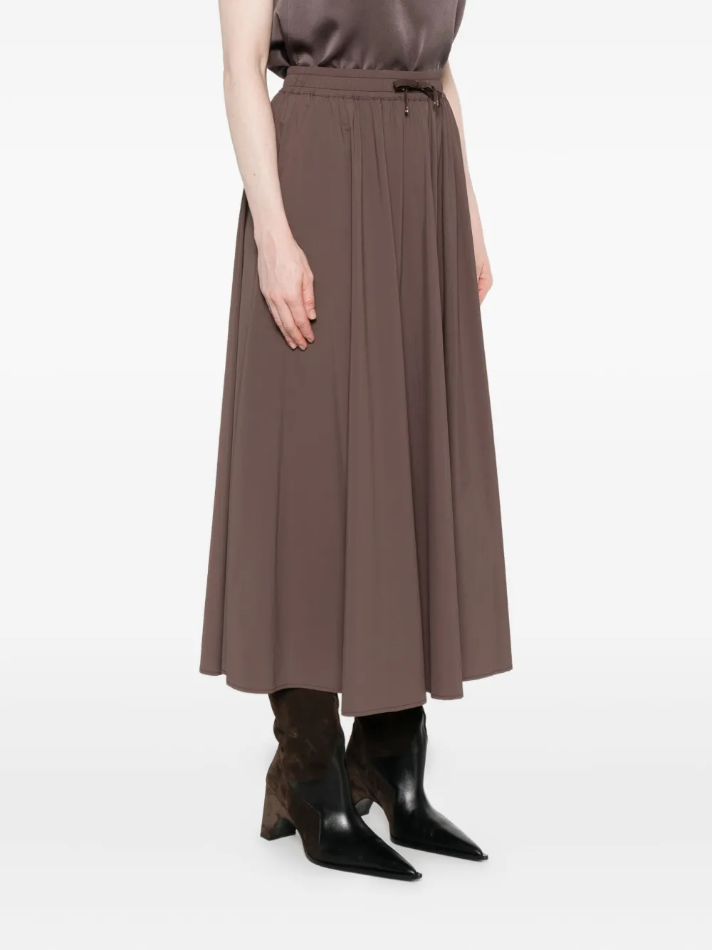 Herno Drawstring Pleated Skirt In Brown