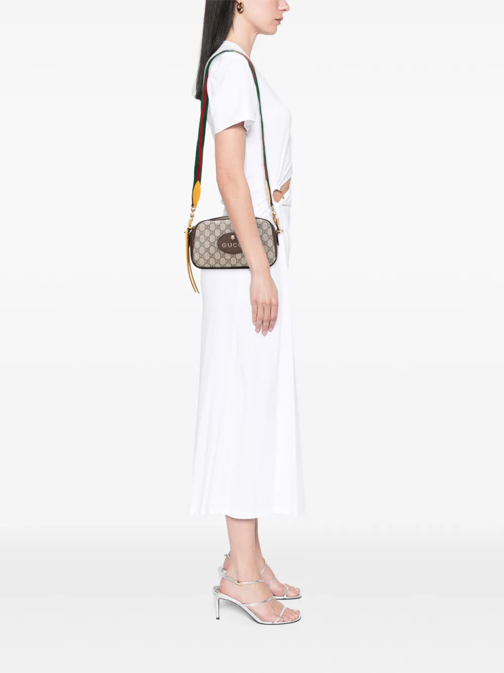 Pre-owned Gucci 2016-2025 Gg Supreme Web Neo Vintage Crossbody Bag In Brown