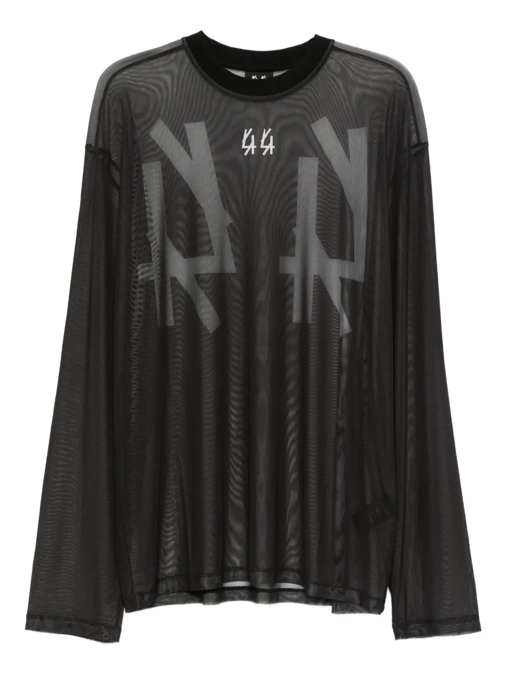 44 LABEL GROUP logo-print mesh T-shirt | Black | Image 1